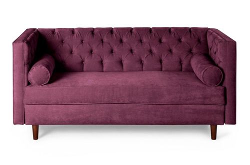 Sofá 3 Plazas Makora De Terciopelo Morado Modelo Banks