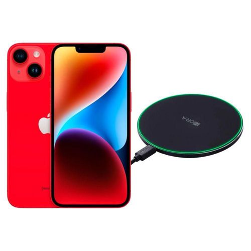 iPhone 14 128GB Rojo E-SIM Reacondicionado más Cargador Genérico