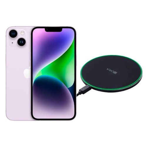 iPhone 14 128GB Lila E-SIM Reacondicionado más Cargador Genérico