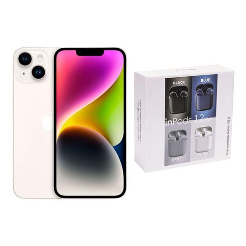 iPhone 14 128GB Blanco E-SIM Reacondicionado más Audifonos Genéricos