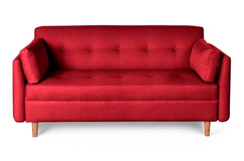Sofá 3 Plazas Makora De Lino Rojo Modelo Bellini