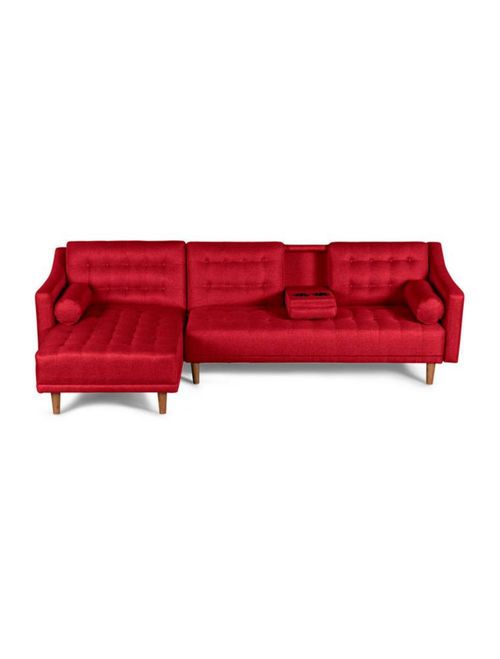 Sala Modular Reversible Makora Duomo Con Memory Foam, Color Rojo, Lino Respaldo Reclinable De 3 posiciones.