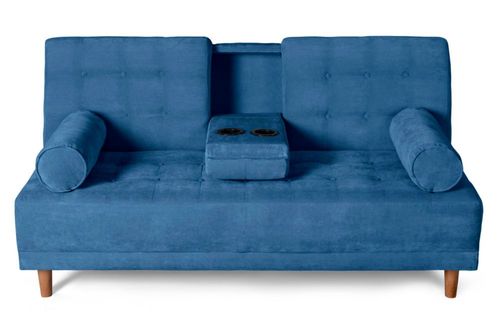 Sofá Cama Makora Zambroni Con Memory Foam, Color Azul, Velvet Respaldo Reclinable De 3 posiciones.