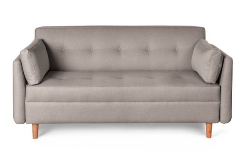 Sofá 3 Plazas Makora De Lino Gris Claro Modelo Bellini