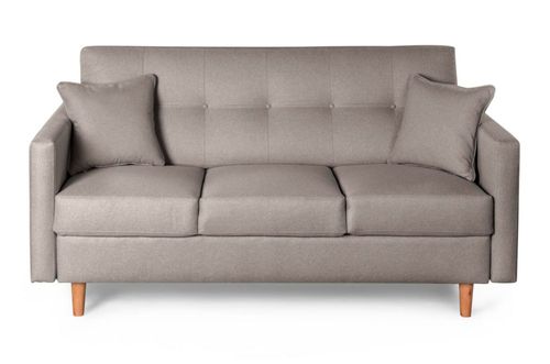 Sofá 3 Plazas Makora De Lino Gris Claro Modelo Aria