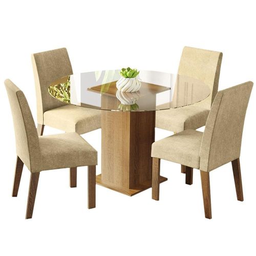 Juego de Comedor con Mesa Redonda y 4 Sillas Madesa Mile 1