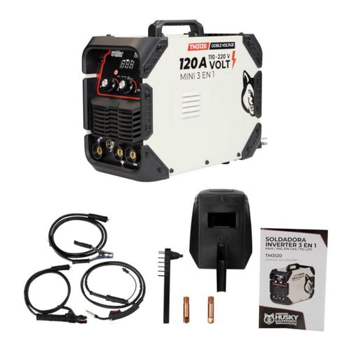 Soldadora Inverter Profesional 3 En 1 Tig Lift/Mig Sin Gas/Mma Swedish Husky Titanium 110v/220v 60hz - TM3120