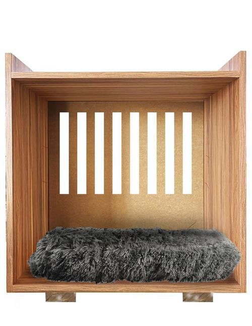 Buro Mesa Noche Mdf Casa Mascota Y Organizador + Cojín