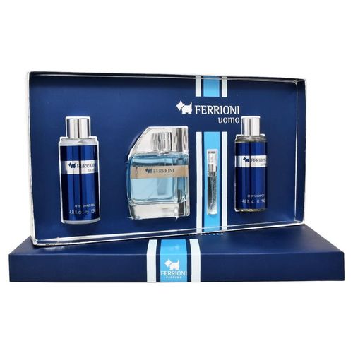 Set Ferrioni Uomo 4Psz 100ml Edt Spray+Body Shampoo 150ml+After Shave 150ml+6ml Edt