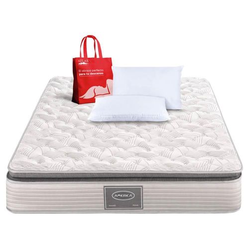 Colchón Queen Size América Melody más 2 Almohadas Atlas