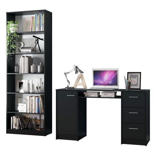 Escritorio Madesa Alaska y Librero Organizador 6908 Negro