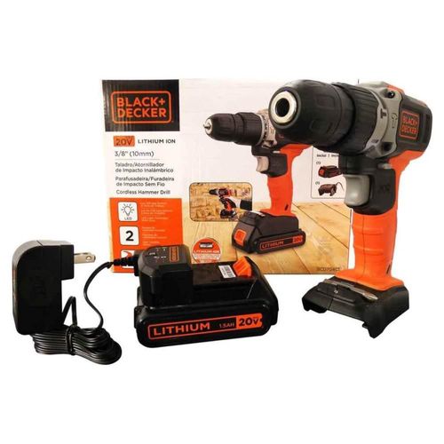 TALADRO PERCUTOR INALÁMBRICO BLACK+DECKER 20V MAX LITIO
