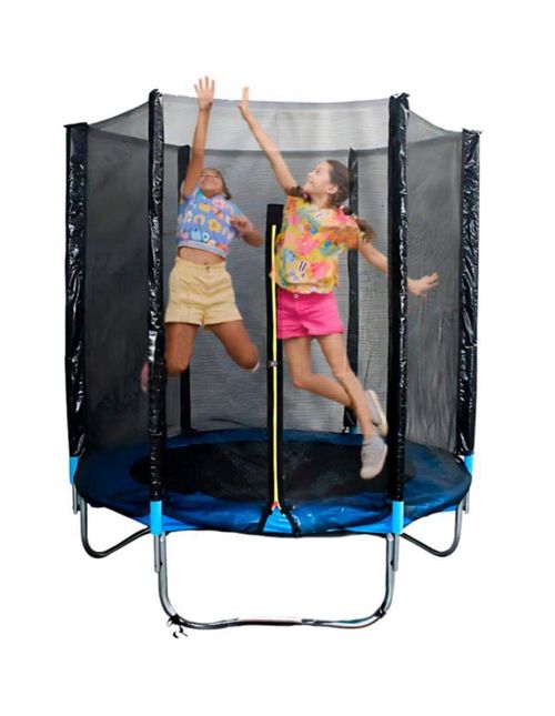Trampolín con Red de Seguridad, 182 cm de Diámetro, 204 cm de Altura, Azul y Negro