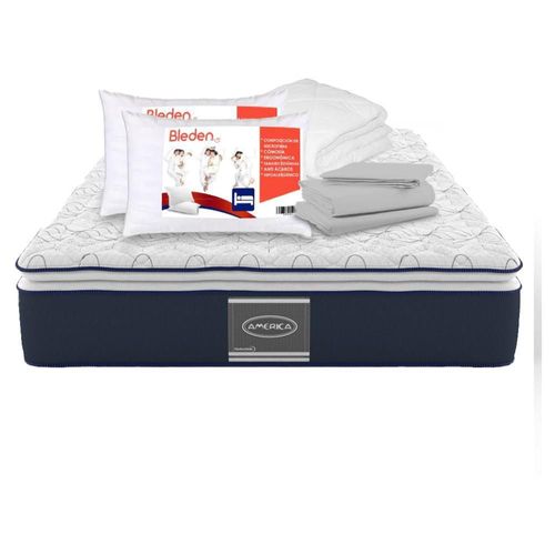 Pack Colchon America Queen Size Ortopedico Bloom Perfecside +Blancos