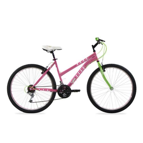 Bicicleta LYNX Montaña R26 18V. Mujer Frenos 'V' Acero Rosa Brillante/Verde Aperlado Talla:UN
