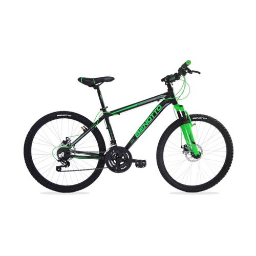 Bicicleta BENOTTO Montaña XC-5000 R26 21V. FS Frenos Doble Disco Mecanico Aluminio Negro/Verde Talla:MM