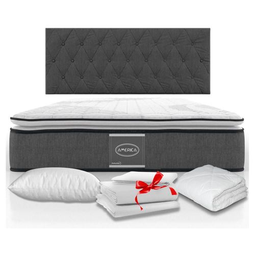 Colchon America Queen Size Antibacterial + Cabecera Hogar Pack