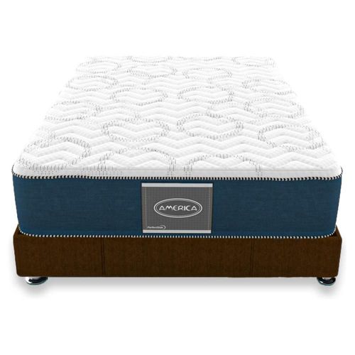 Colchón América Ortopédico Queen Size Prestige + Box Tacto Chocolate