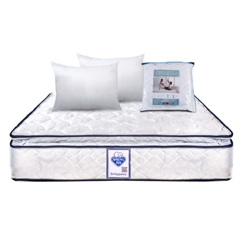 Colchón Spring Air Panama City Queen Size + 2 Almohadas + Protector Queen Size Ensueño