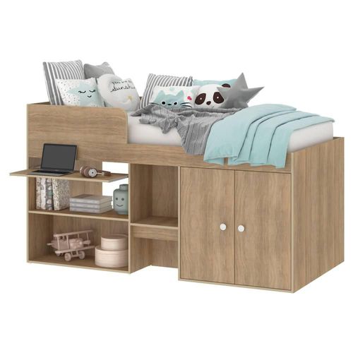 Cama Multifuncional Individual C/Mesa De Estudio Roble BB08