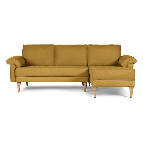 Sala Modular Reversible Makora Cavalli Con Memory Foam, Color Mostaza, Lino Respaldo Reclinable De 3 posiciones.