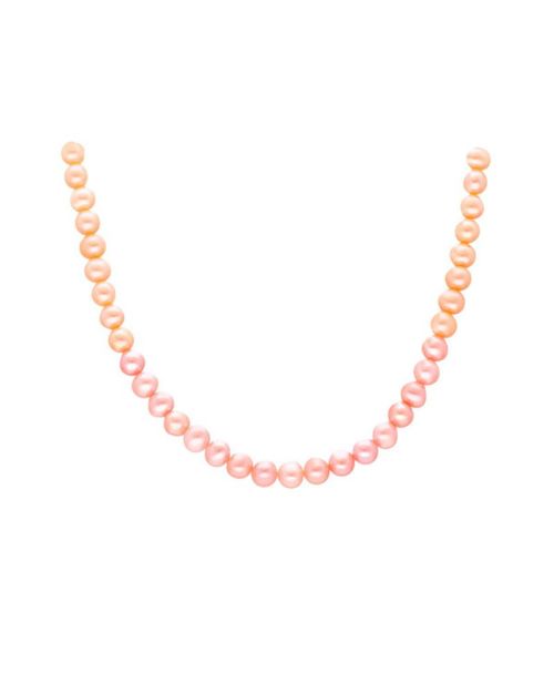 COLLAR ORO AMARILLO 14K C/ PERLAS EN 3 COLORES (7MM) 42.5 CM