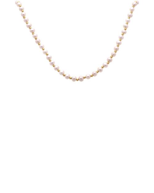 COLLAR DE PERLAS BLANCAS Y ORO AMARILLO 14K (44CM)