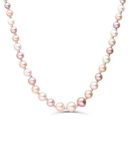 COLLAR DE ORO AMARILLO 14K CON PERLAS MULTICOLOR (46CM)