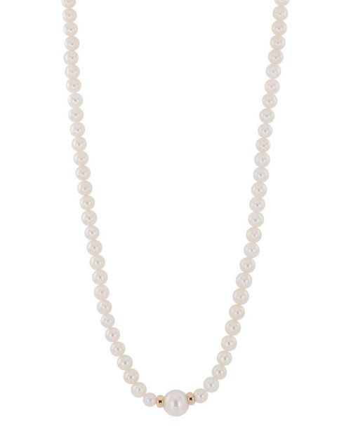 COLLAR DE ORO AMARILLO 14K CON PERLAS BLANCAS 46 CM