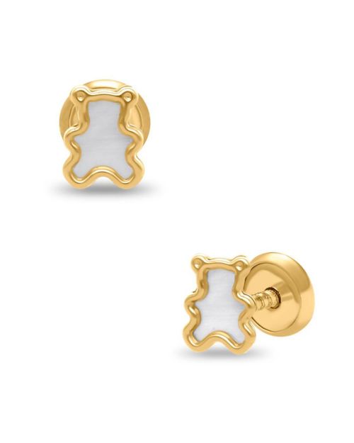 Broqueles Osito Oro Amarillo 14K NÃ¡car PRB-89-A