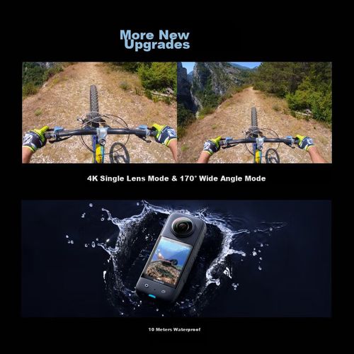 Cámara de acción panorámica Insta360 X3 resolucion 4K sumergible hasta 10 metros Wi-Fi y Bluetooth