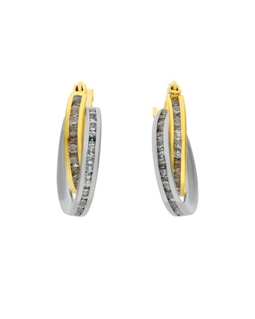 Arracadas Oro Bicolor Con Zirconia