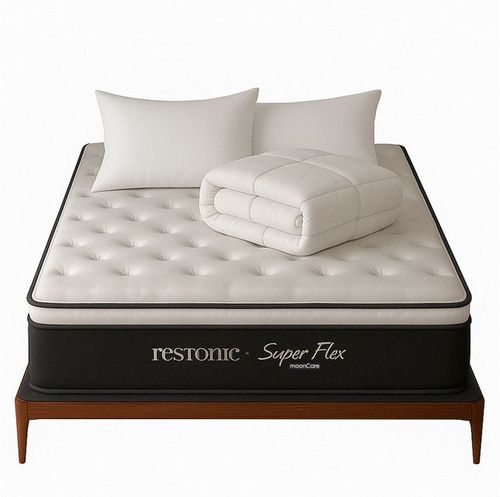 Colchon Queen Size Restonic Colchoneta Lumbar +2 Almohadas+ Protector
