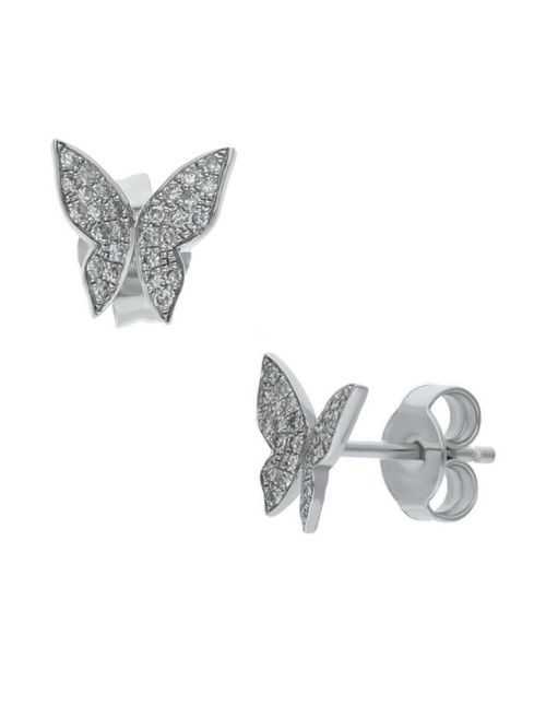 Aretes Oro Blanco 14K con 12 Pts de Diamante