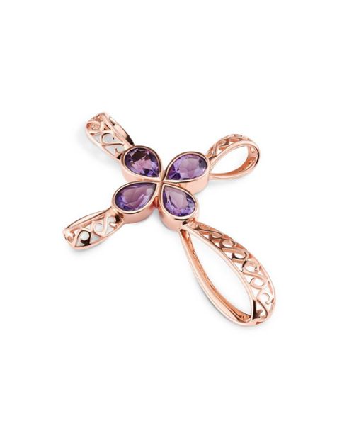 Dije Con Amatista En Oro Rosa 14K 4.9 Cm CHT-DR-120