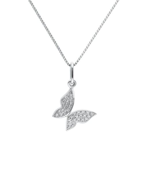 Dije Oro Blanco con Cadena 14K con 9 Pts de Diamante