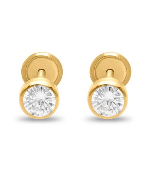 Broqueles Oro Amarillo 14K Zirconias PRB-61-A