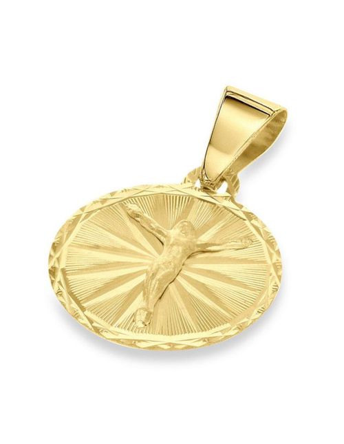 Medalla Circular Cristo Oro Amarillo 14K 12Mm FONJ12C-CR1