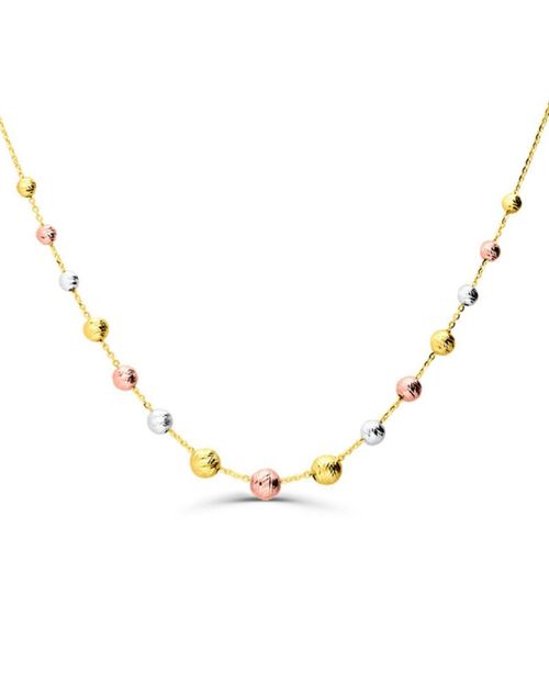 Gargantilla de oro florentino 14K con 15 esferas