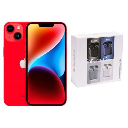 iPhone 14 Plus 128GB Rojo E-SIM Reacondicionado más Audifonos Genéricos