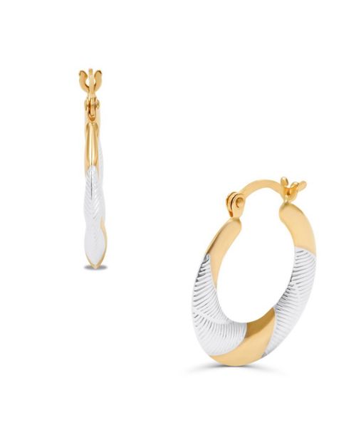 Arracadas bicolor de oro amarillo y blanco NOV-50-YW