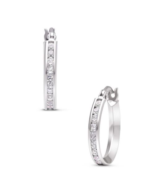 Arracadas Oro Blanco 14K Con Zirconias 0389B-18