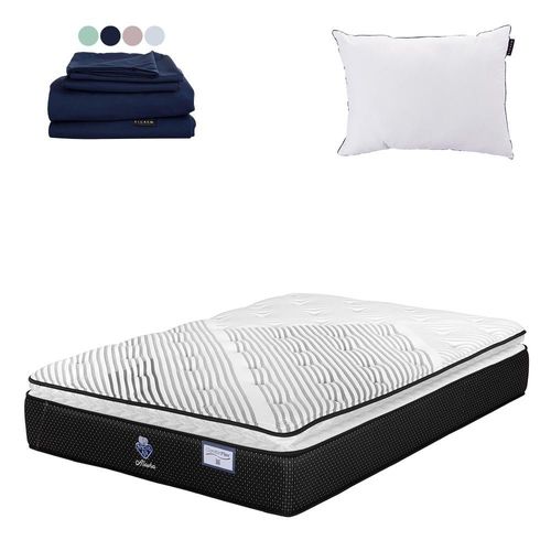 Colchón Queen Size Spring Air Alaska+ Almohada One+ Sabanas Softy CDZ