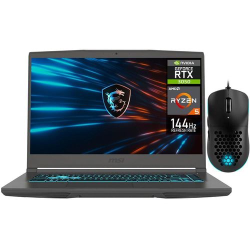 Laptop gamer msi thin rtx 3050 ryzen 5 24gb 512gb ssd mouse