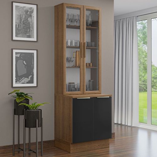 Kit Gabinete Bajo con Armario de Vidrio Madesa Lux MN 01