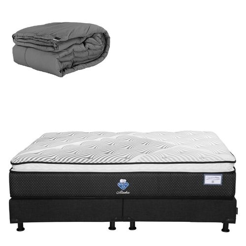 Colchón King Size Spring Air Alaska+ Box+ Edredon Homy CDZ