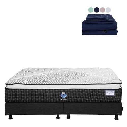 Colchón King Size Spring Air Alaska+ Box+ Sabanas Softy CDZ