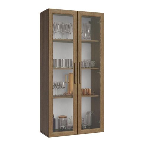 Mueble Armario De Vidrio Madesa 2 Puertas Con Pies Marrón 02