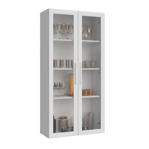 Mueble Armario De Vidrio Madesa 2 Puertas Sin Pies Blanco 01