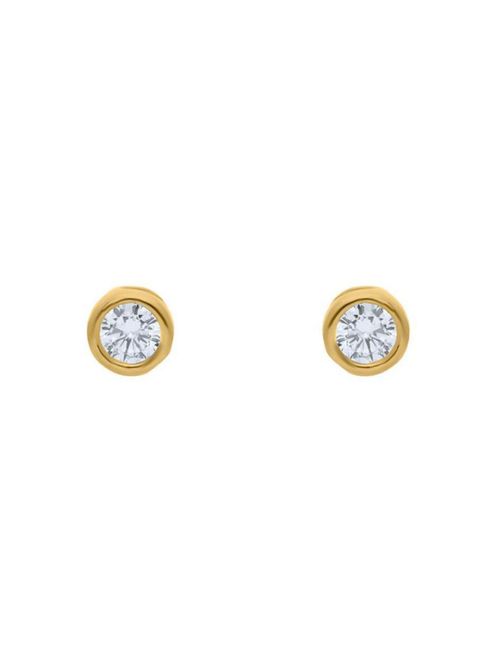 Broqueles de Oro Amarillo 14K con Zirconia